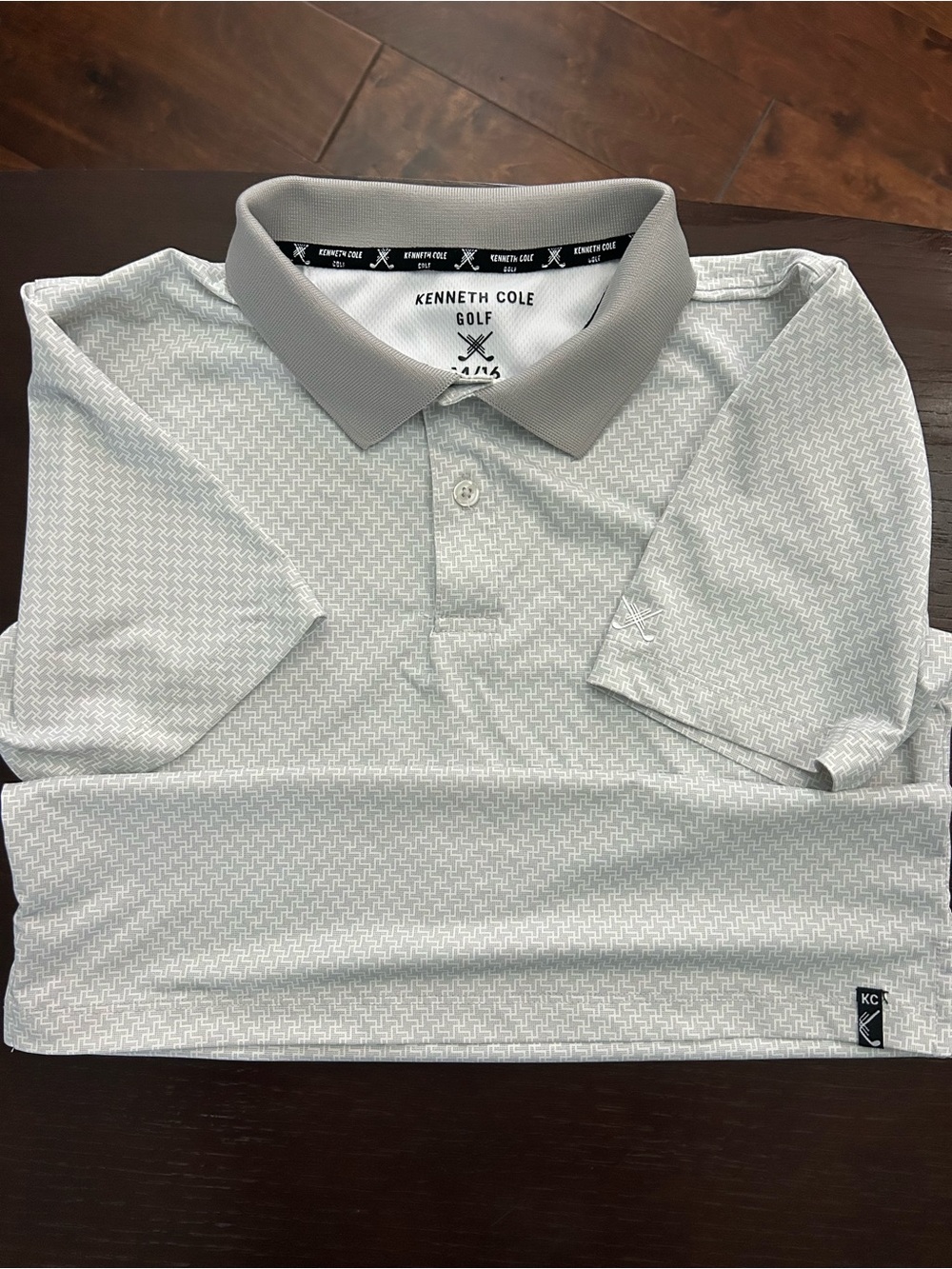 Kenneth Cole Gray Patterned Golf Polo